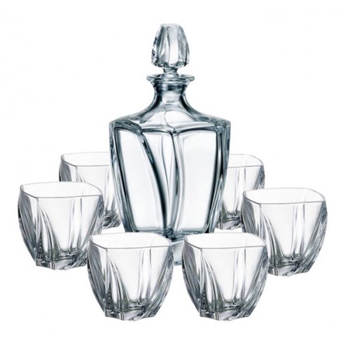 Bohemia Neptune Crystal Decanter Set with 6 Neptune Glasses - Customer Favourite